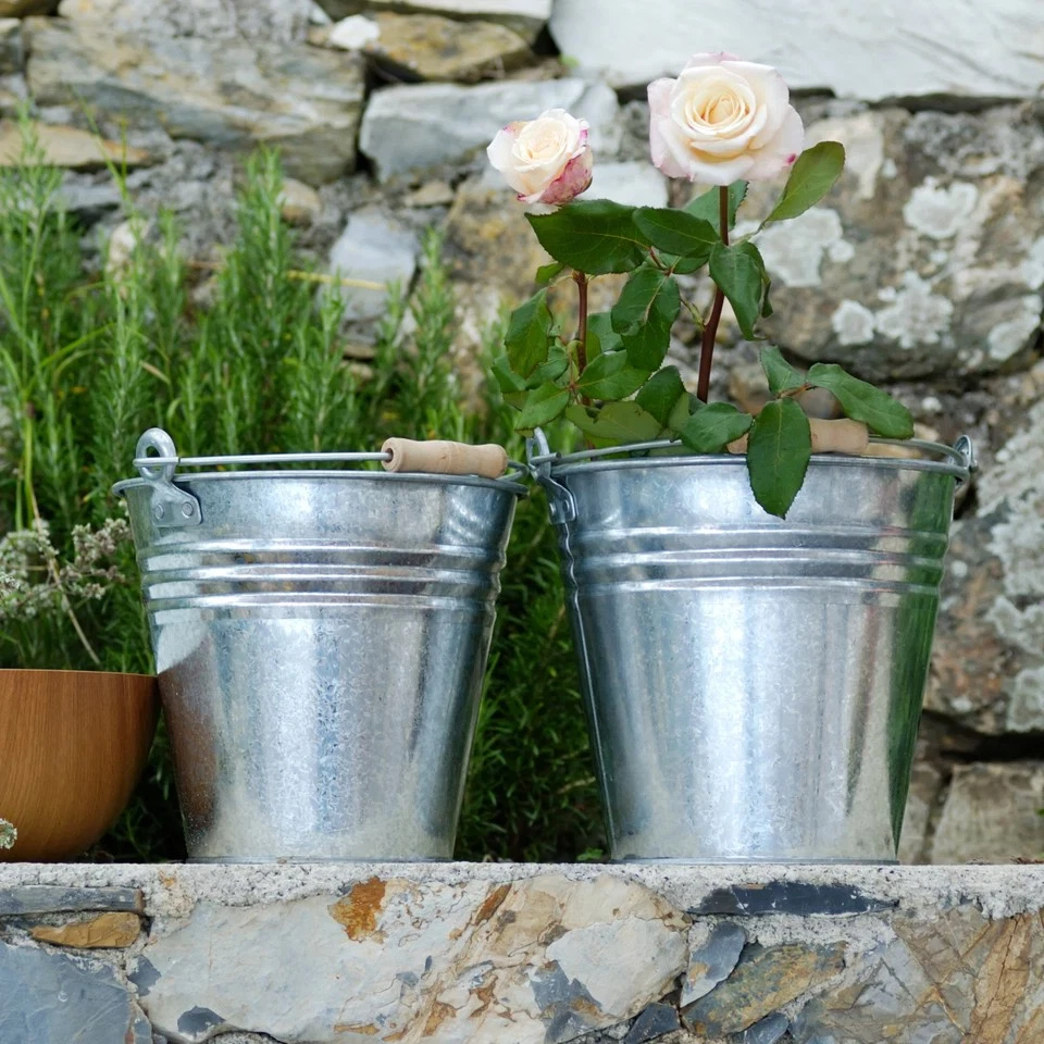 15L Galvanised Steel Bucket Metal Garden Water Utility Bucket Large Capacity