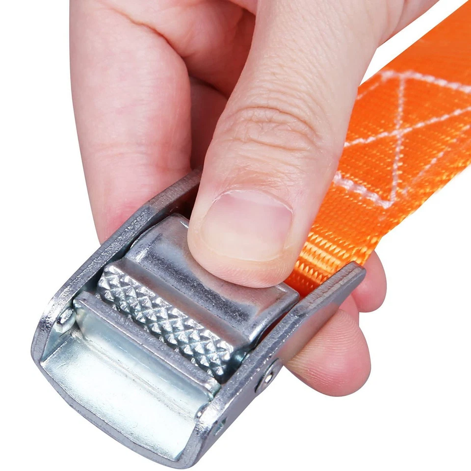 2PCS Orange Tie Down Straps 2M x 25mm Cargo Lashing Strap Cam Buckle
