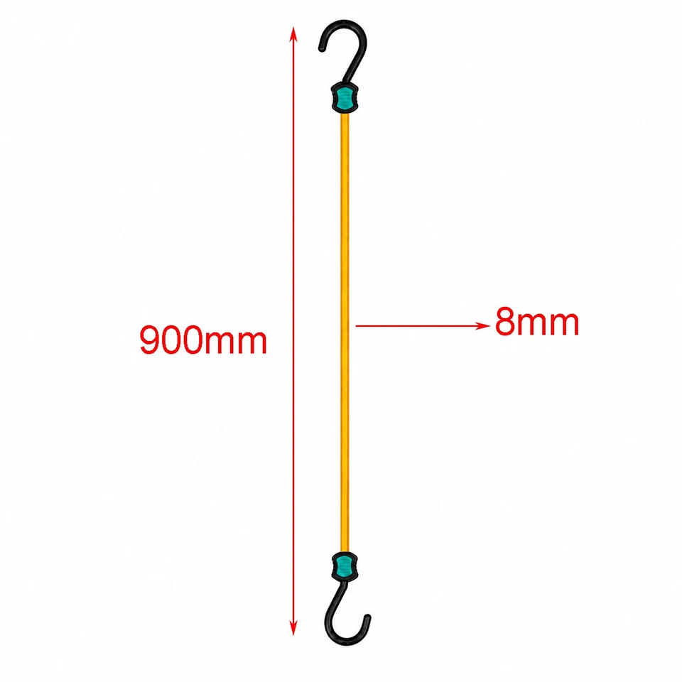 2PCS Bungee Cords 90cm x 8mm Elastic Tie Down Rope Hooks