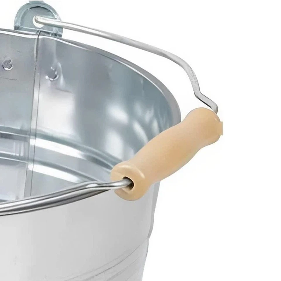 15L Galvanised Steel Bucket Metal Garden Water Utility Bucket Large Capacity
