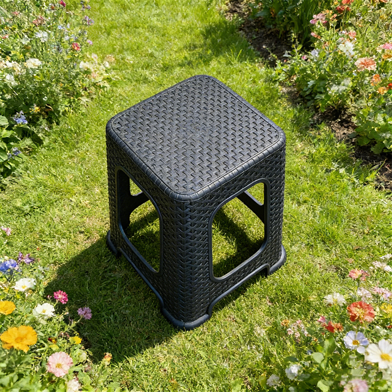 2Pack Plastic Rattan Stool Large Modern Minimalist Backless Stools 28 x 28 x 46cm