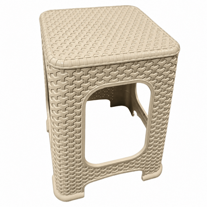 Beige Plastic Rattan Stool Large Modern Minimalist Backless Stools 28 x 28 x 46cm