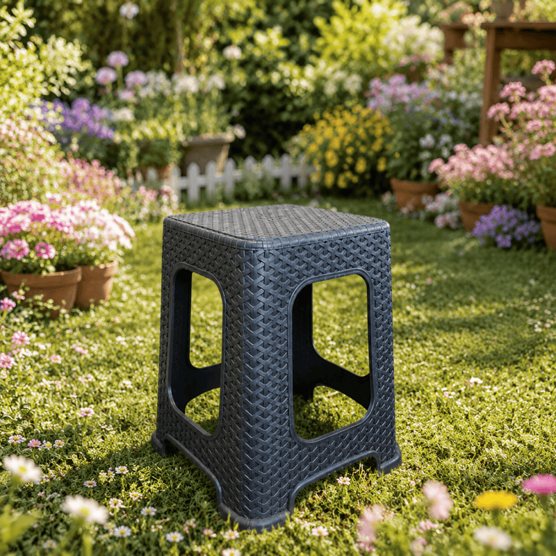 2Pack Plastic Rattan Stool Large Modern Minimalist Backless Stools 28 x 28 x 46cm