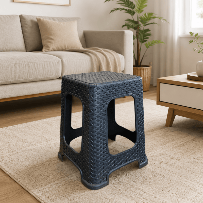 2Pack Plastic Rattan Stool Large Modern Minimalist Backless Stools 28 x 28 x 46cm