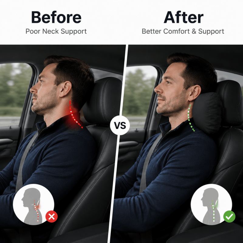 Black Car Headrest Pillow Neck Support Cushion
