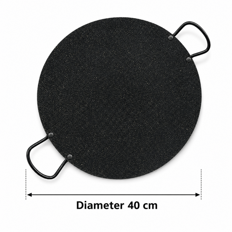40cm Non Stick Tawa Griddle Pan Double Handle Flat Cooking