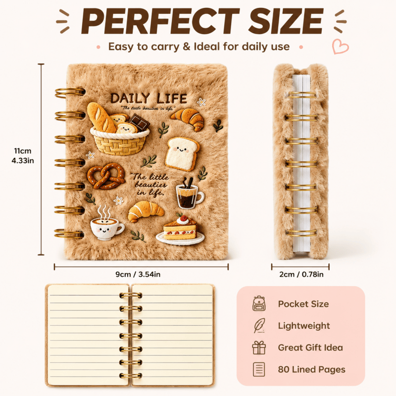 4PCS Cute Plush Notebook Set Fluffy Diary Journal Aesthetic Random Styles