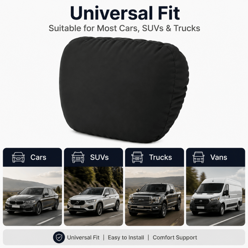 2Pack Black Car Headrest Pillow Neck Support Cushion Ergonomic Driving Pad