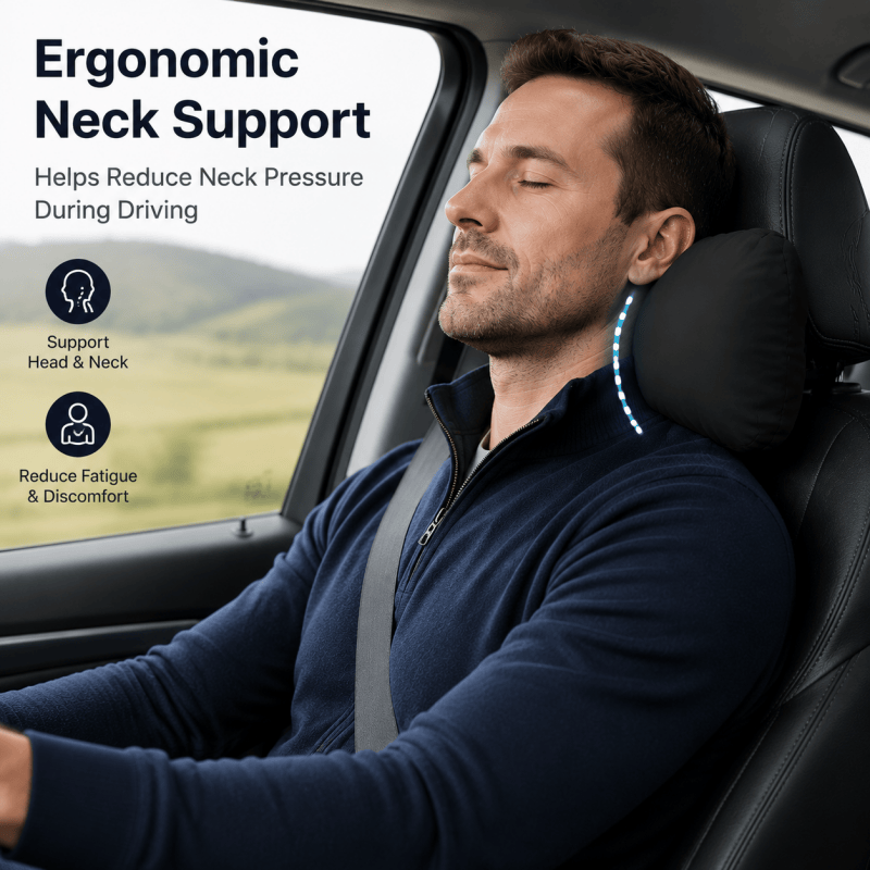 2Pack Black Car Headrest Pillow Neck Support Cushion Ergonomic Driving Pad