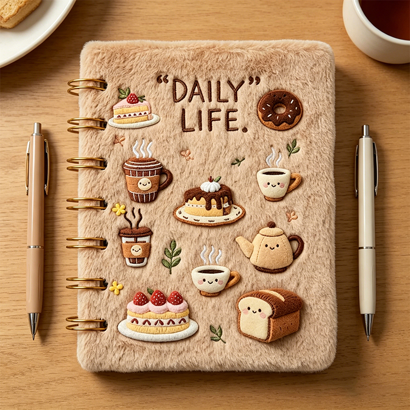 4PCS Cute Plush Notebook Set Fluffy Diary Journal Aesthetic Random Styles