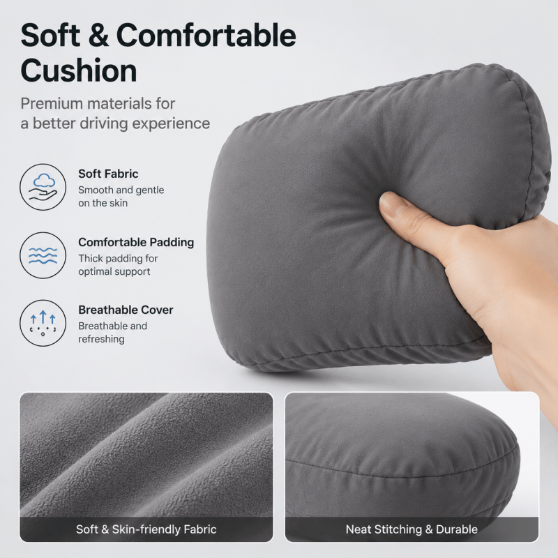2Pack Grey Car Headrest Pillow Neck Support Cushion Ergonomic Driving Pad