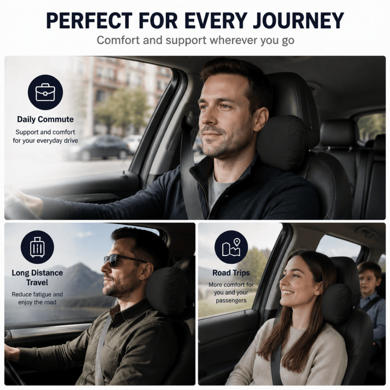 2Pack Black Car Headrest Pillow Neck Support Cushion Ergonomic Driving Pad
