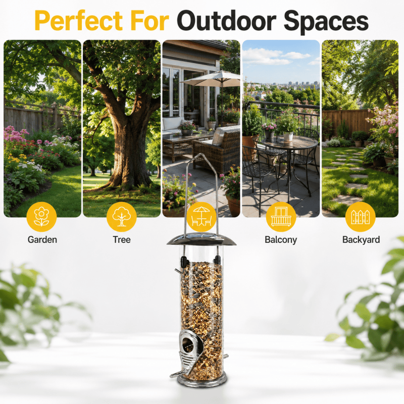 Hanging Bird Feeder Wild Bird Seed Feeder Hanging Metal Tube Bird Feeder