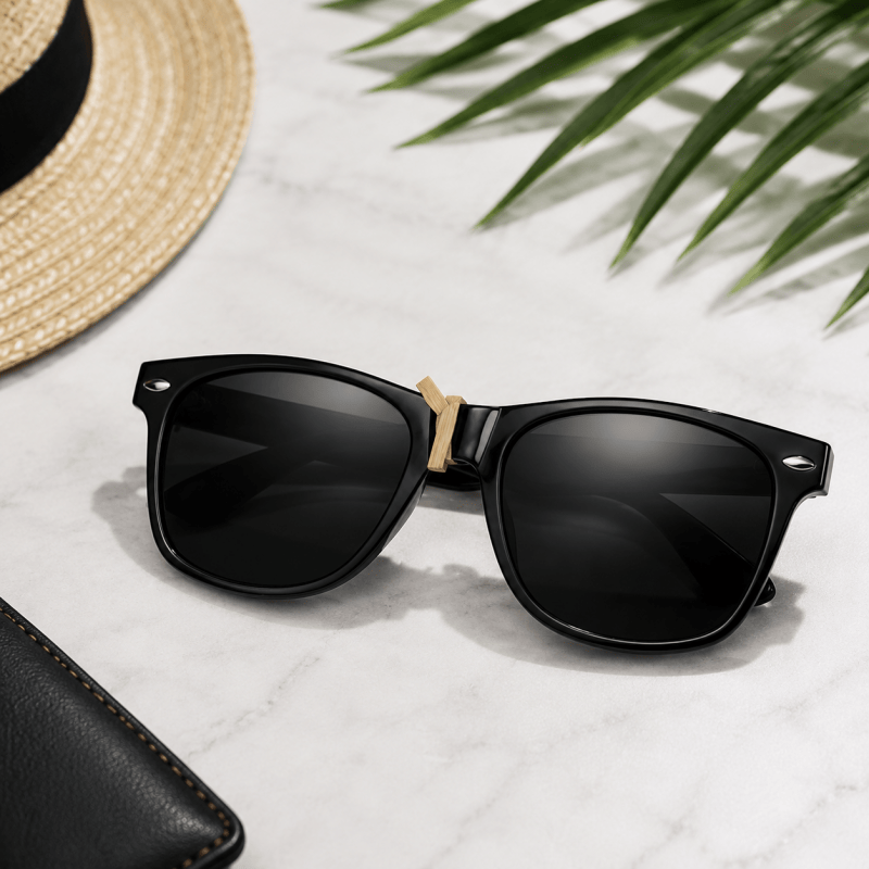 Mens Black Frame Sunglasses UV400 Retro Driving Outdoor Eyewear