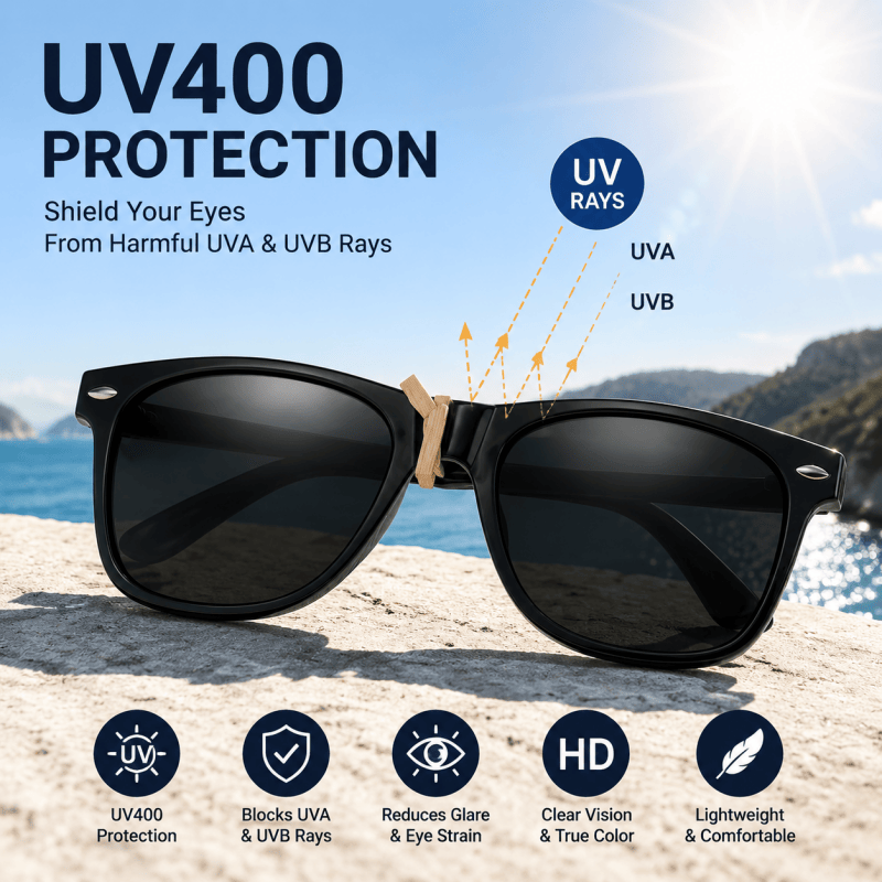 Mens Black Frame Sunglasses UV400 Retro Driving Outdoor Eyewear