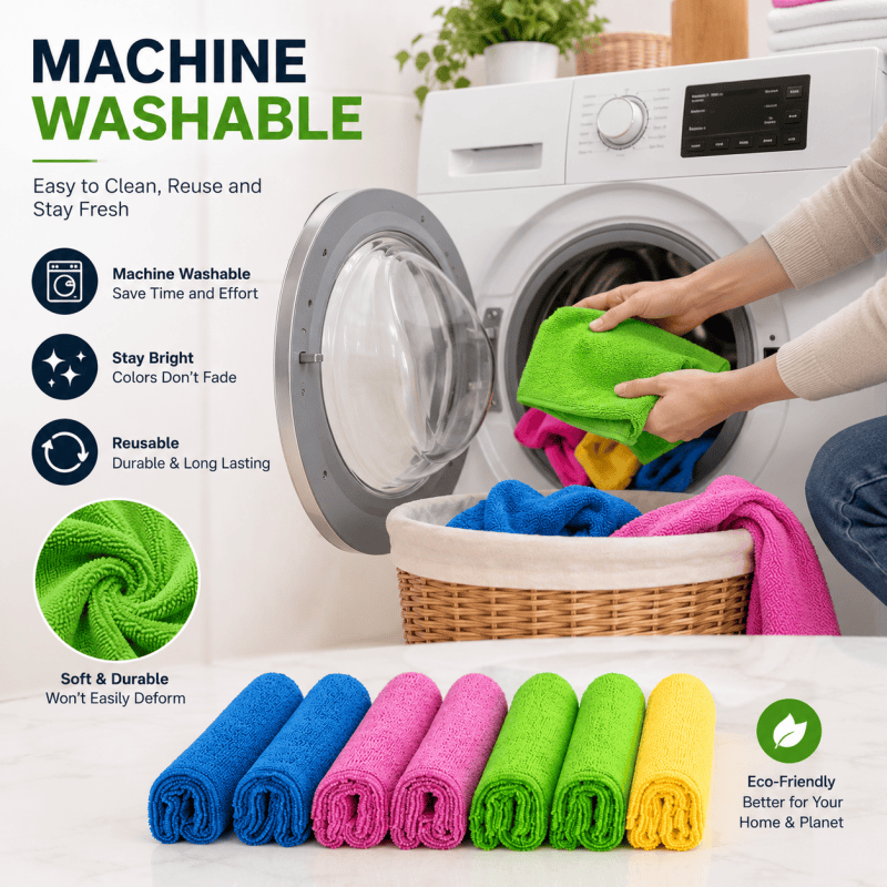 8PCS Microfibre Mop Cloth Set Reusable Cleaning Pads 4 Colour
