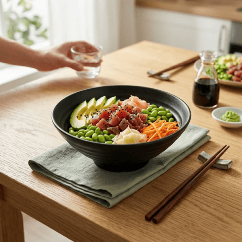 2Pack 22cm Black Melamine Noodle Bowl Chinese Ramen Serving Bowl