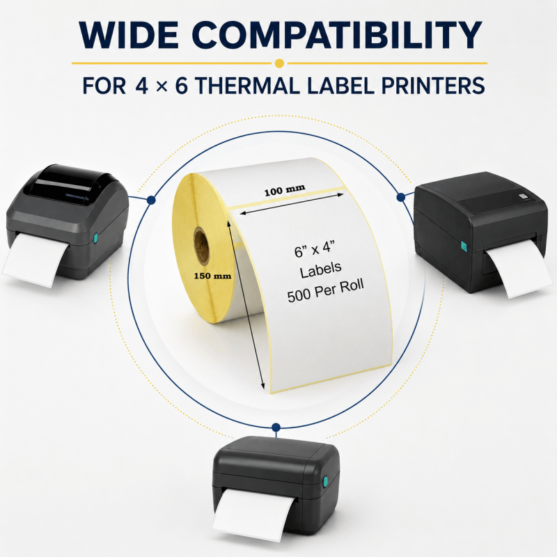 4x6 inch Thermal Labels 100x150mm 500 Postage Labels Roll UK