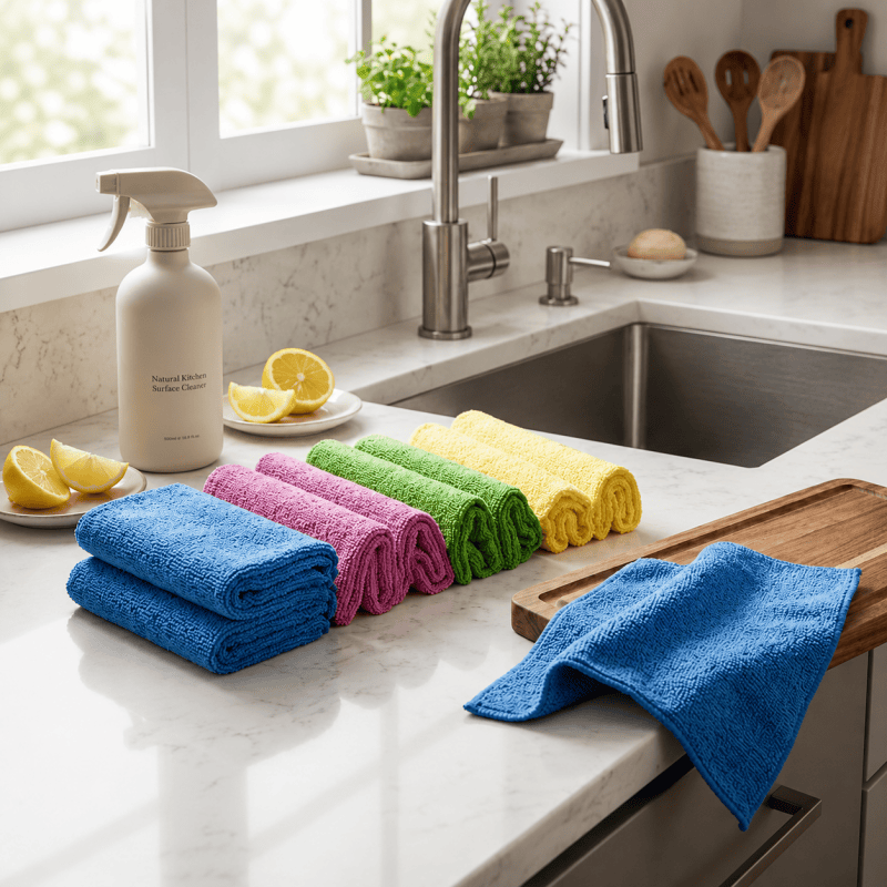 8PCS Microfibre Mop Cloth Set Reusable Cleaning Pads 4 Colour