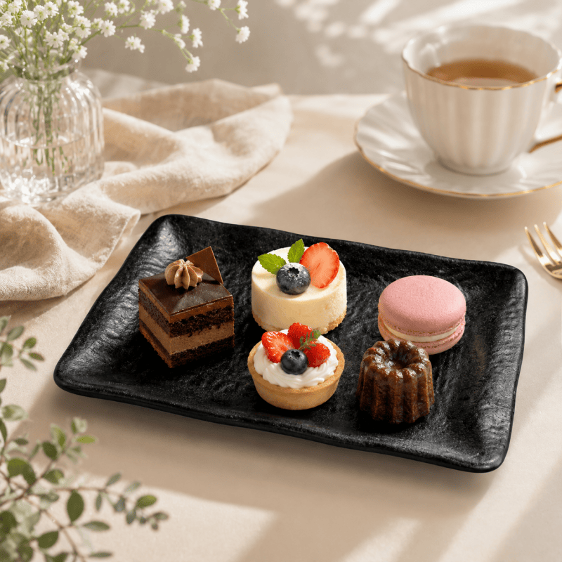 2Pack 32 x 21cm Black Melamine Serving Plate Rectangular