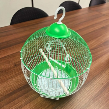 Green Round Bird Cage with Hanging Hook 28cm Diameter Small Parrot Cage