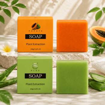 2PCS Aloe Papaya Natural Handmade Soap Bar for Face Body