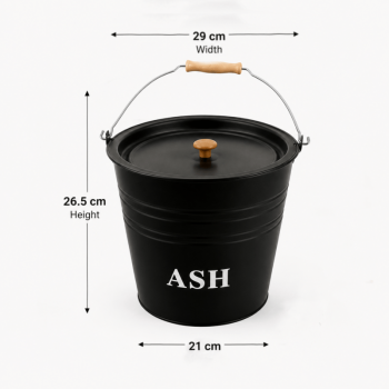 12L Ash Bucket with Lid Metal Fireplace Ash Bin Wood Burner