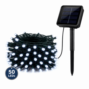 50 LED Solar String Fairy Lights 6.9m Outdoor Garden White