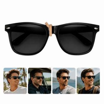 Mens Black Frame Sunglasses UV400 Retro Driving Outdoor Eyewear
