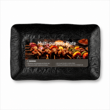 32 x 21cm Black Melamine Serving Plate Rectangular Dish Lightweight Tableware