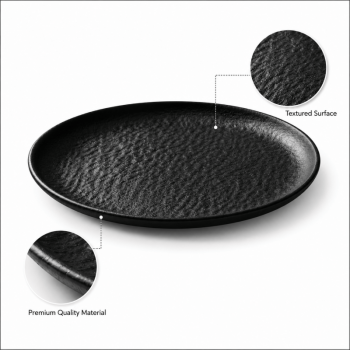 2PCS Black Melamine Dinner Plate 24cm Round Plate Lightweight Tableware