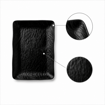 2PCS Black Melamine Plate 18 x 26cm Rectangular Serving Dish Lightweight Tableware