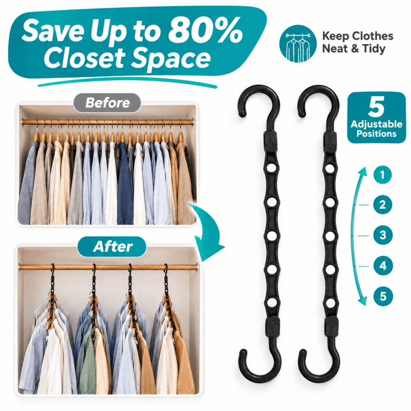 10PCS Space Saving Hangers Clothes Hanger Organiser Cascading Wardrobe