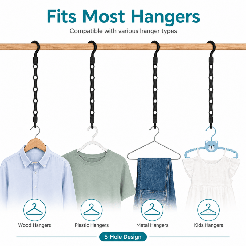 10PCS Space Saving Hangers Clothes Hanger Organiser Cascading Wardrobe