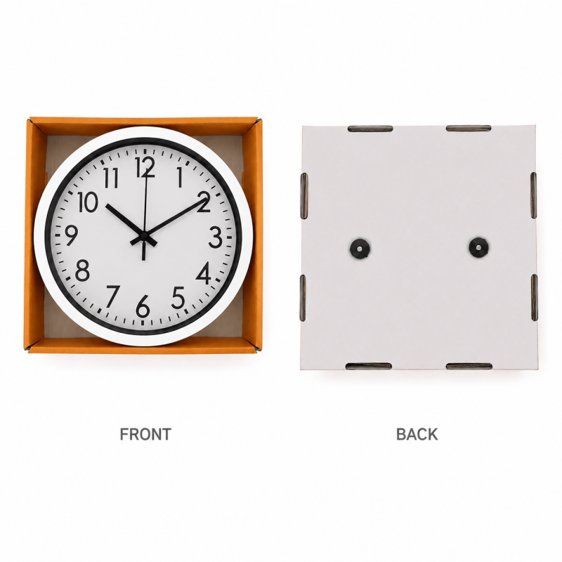 17.5cm White Wall Clock Silent Quartz Round Battery Operated