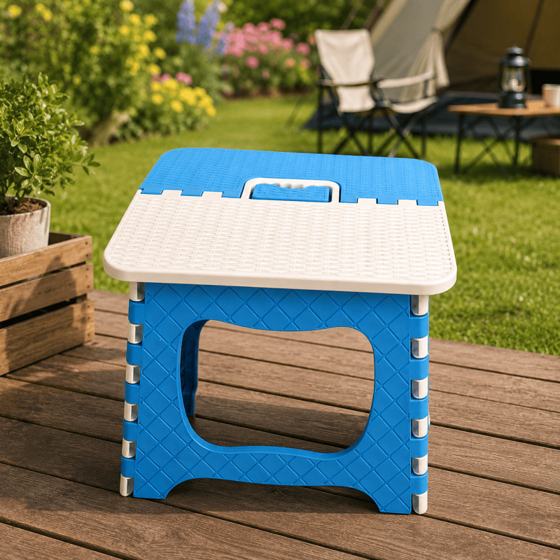 Blue Heavy Duty Folding Step Stool with Carry Handle