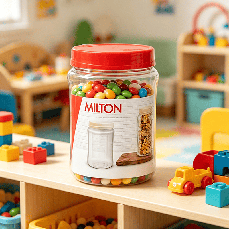 1500ML + 500mL Round Pet Jar PET Plastic Food Storage Jar with Lids Kitchen