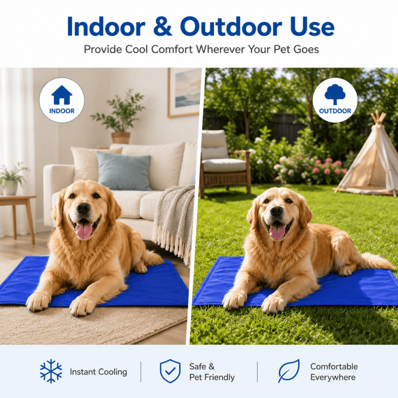 Dog Cooling Mat Dogs Self Cooling Pads Cat Pets Cooling Mats 40x50CM Blue