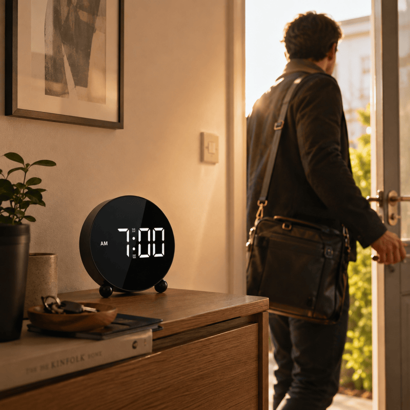 LED Digital Alarm Clock, Large Display Electronic Desk Clock with Clear Time Display