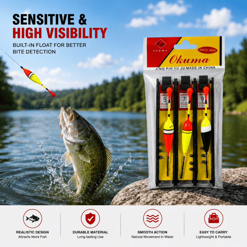 Fishing Hooks with Leader Line Pre-Tied Fishing Hook Set Size 5/7/9 Hooks with 0.20/0.23/0.26mm