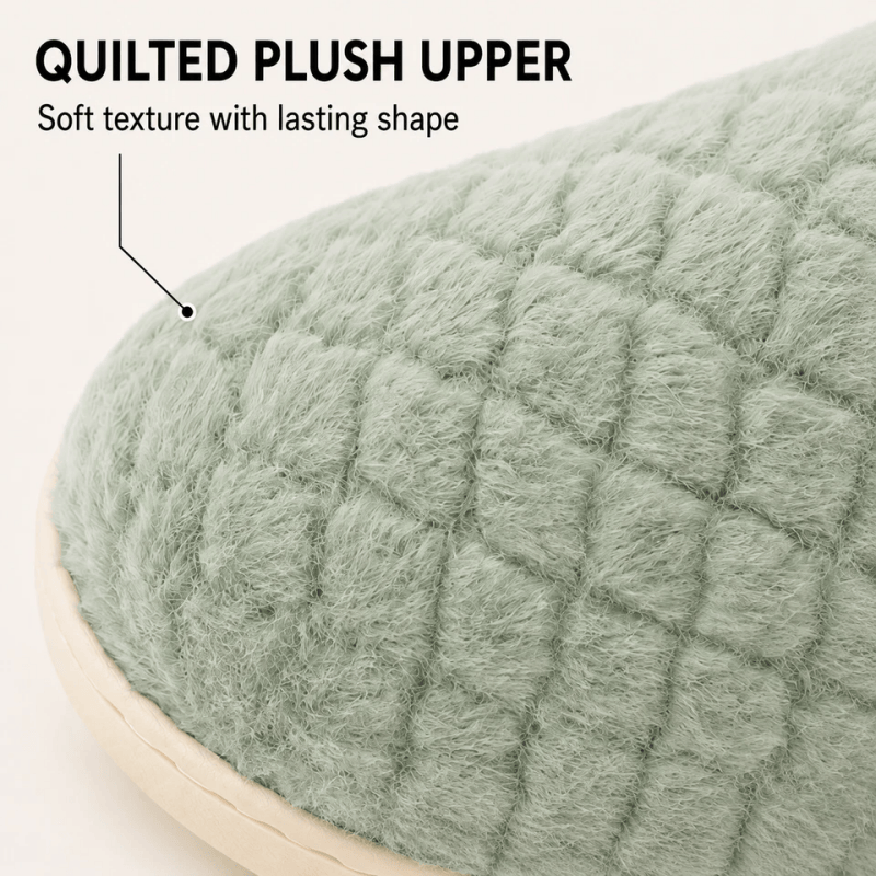 Women Fluffy Slippers Warm House Slippers Soft Cosy Slip On Indoor Shoes UK Size 3 to 4 Green