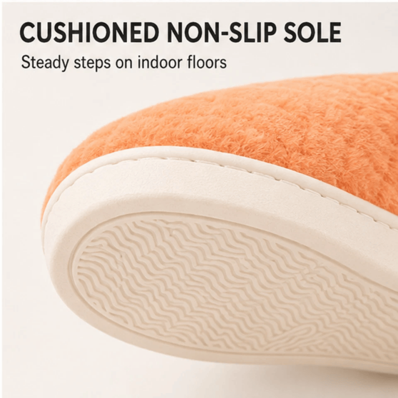 Women Fluffy Slippers Warm House Slippers Soft Cosy Slip On Indoor Shoes UK Size 4 to 5 Orange