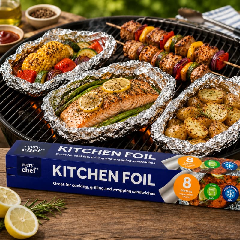5 Rolls 8m x 290mm Kitchen Foil Aluminium Foil Roll for Grilling Food Wrap