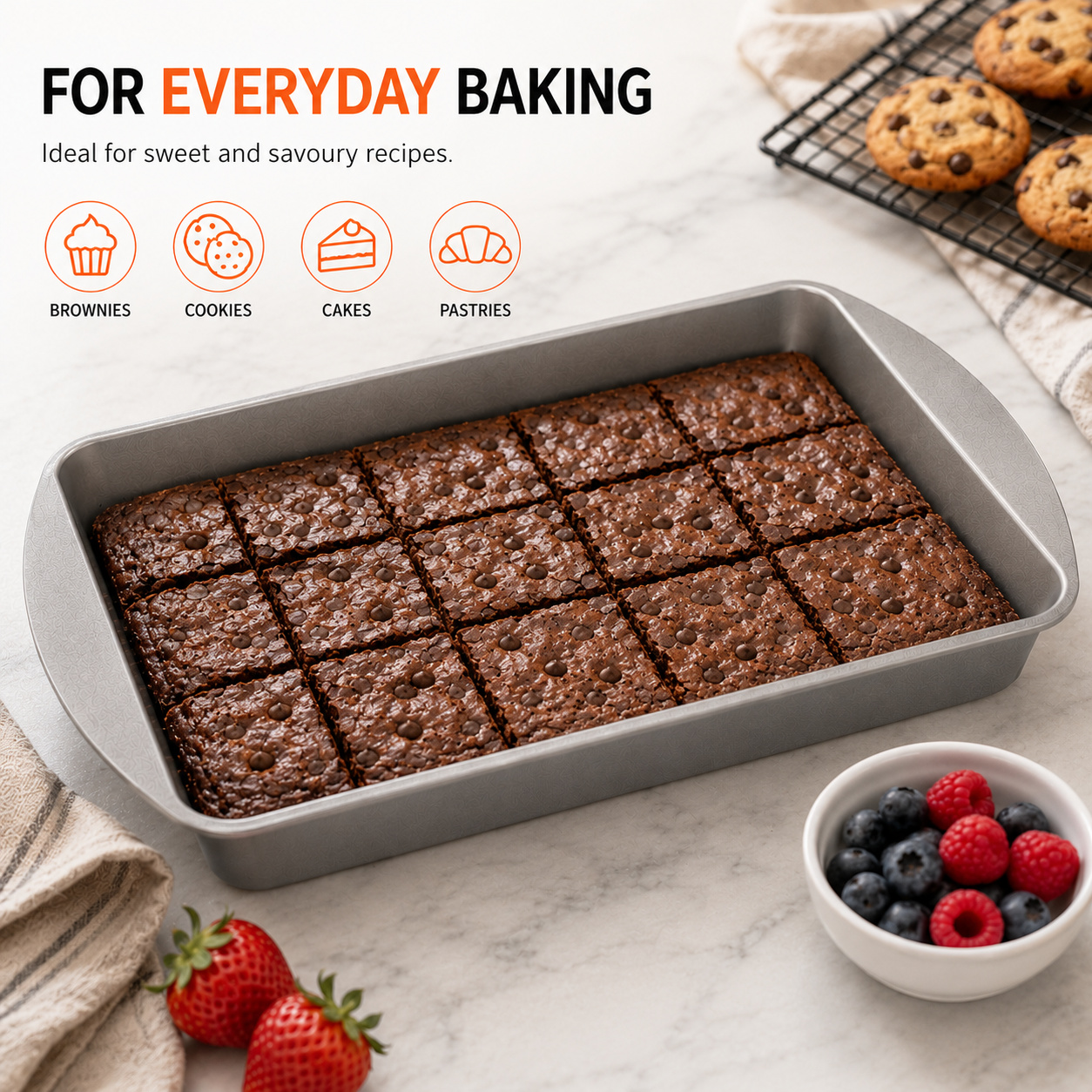 Rectangular Baking Tray 32 x 19 x 4cm Deep Oven Baking Pan, Metal Roasting Tray