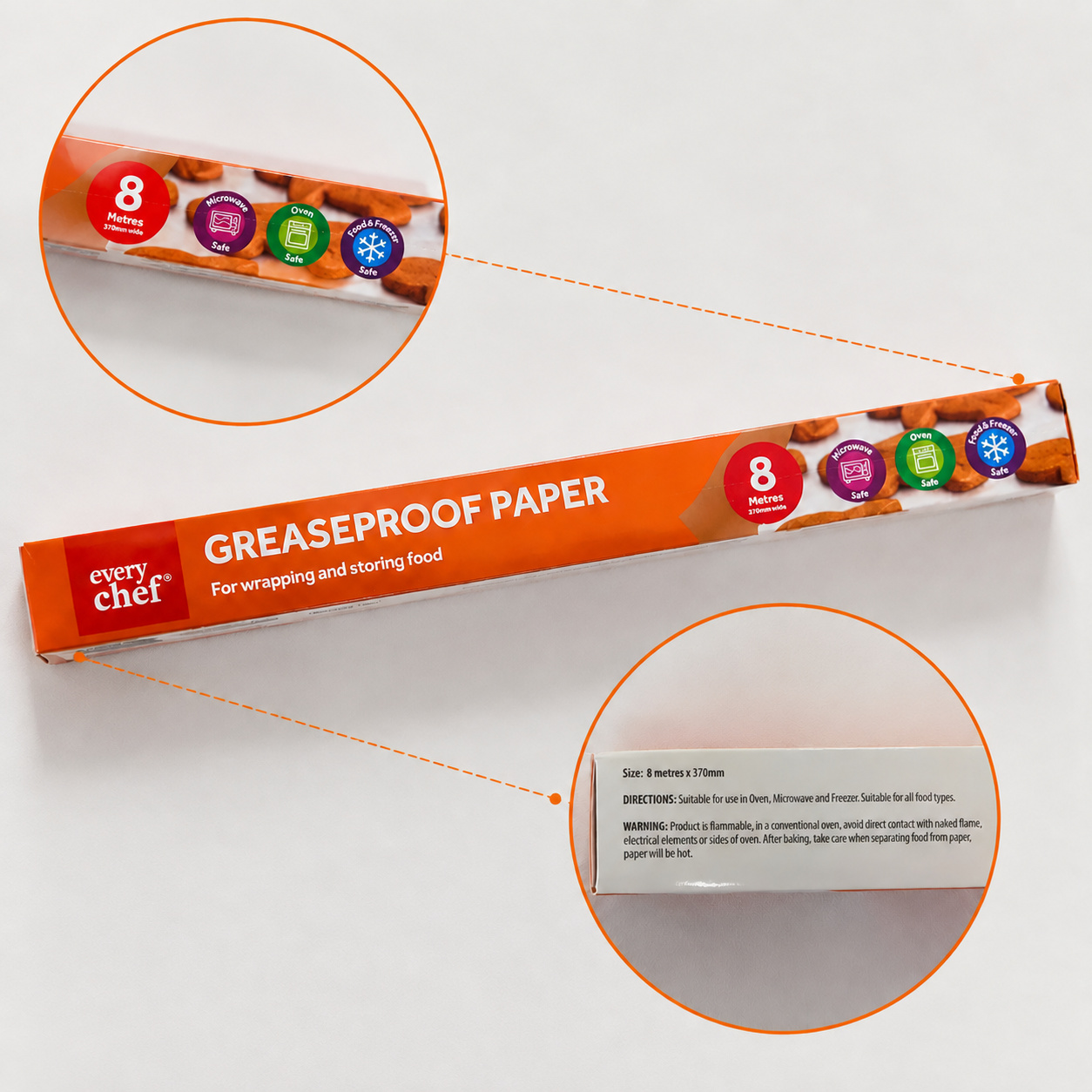 3Pack 8m x 370mm Greaseproof Paper Roll Non Stick Kitchen Roll