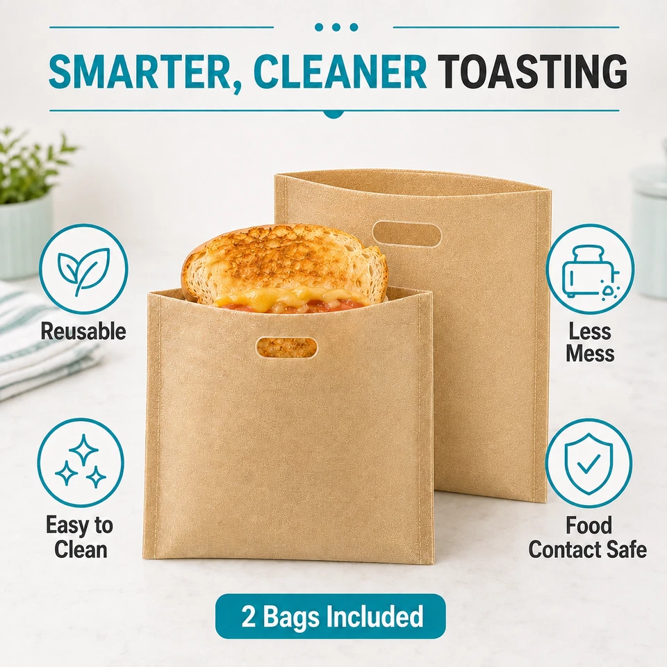 10PCS Reusable Toaster Bag Large Non Stick Toast Sandwich Bags
