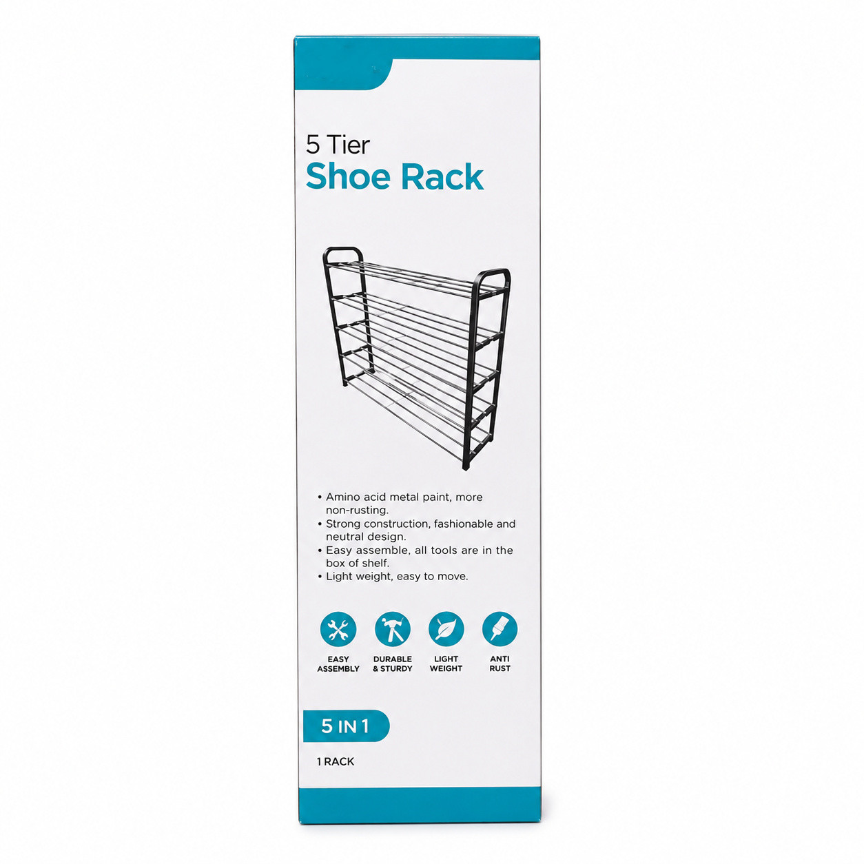 5 Tier Shoe Rack Stand Storage Organiser Metal Shoes Shelf