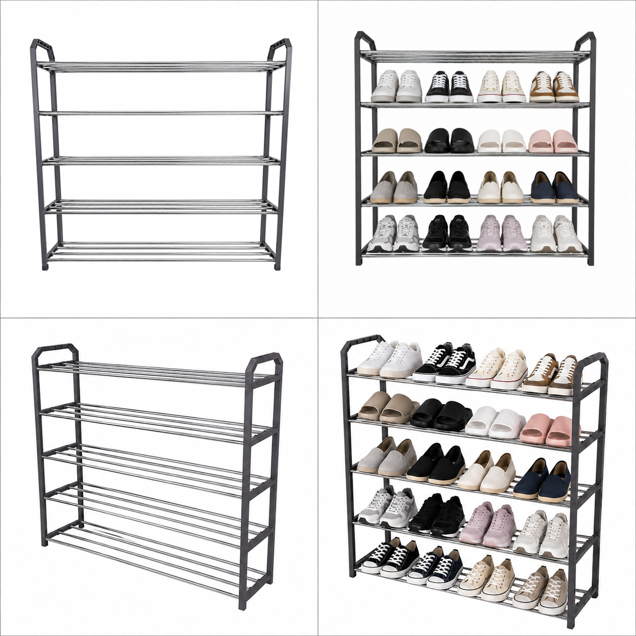 5 Tier Shoe Rack Stand Storage Organiser Metal Shoes Shelf