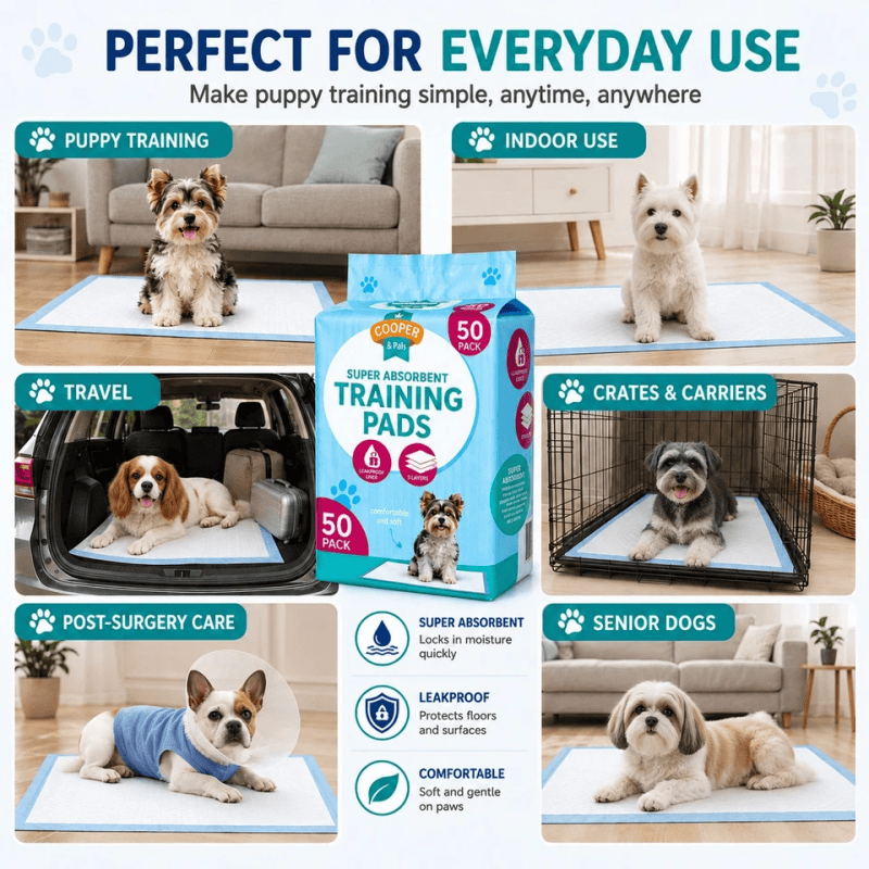 50 Pack Puppy Training Pads 60 x 45cm Super Absorbent Dog Cat Pet Toilet Wee Pads