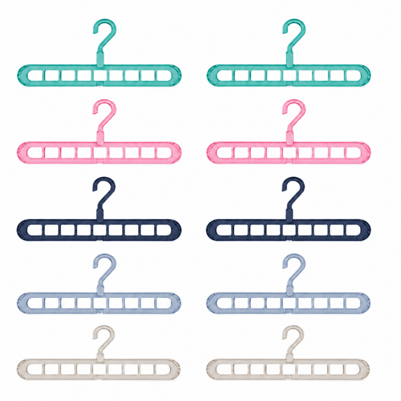 10Pack Clothes Hangers 9 Holes Wardrobe Organiser Small Dorm Space Saving Clothes Hangers